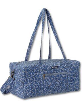 Quilted Navy Floral Duffle Bag | Stylish Travel Tote | Perfect for Weekend